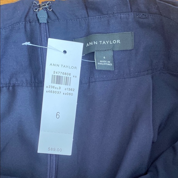 Ann Taylor Navy Blue A-Line Skirt with White Embroidery - Picture 3 of 3